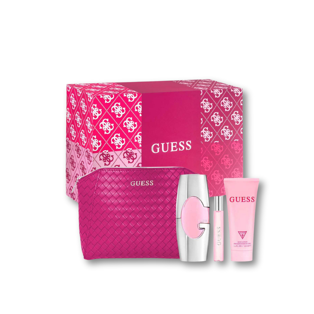 GUESS PINK GIFT SET FOR WOMEN 4PCS 2.5OZ