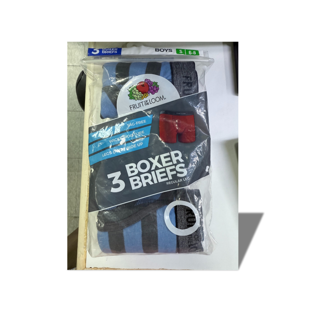 FRUIT OF THE BLOOM 3 BOXER BRIEFS BOYS KIDS 6-8