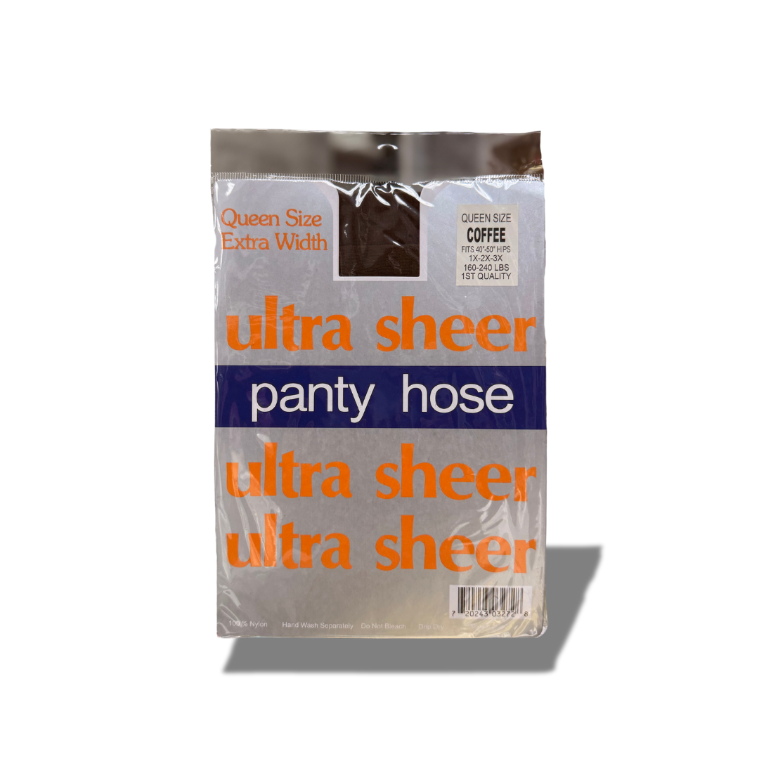 ULTRA SHEER PANTY HOSE QUEEN SIZE EXTRA WIDTH COFFEE