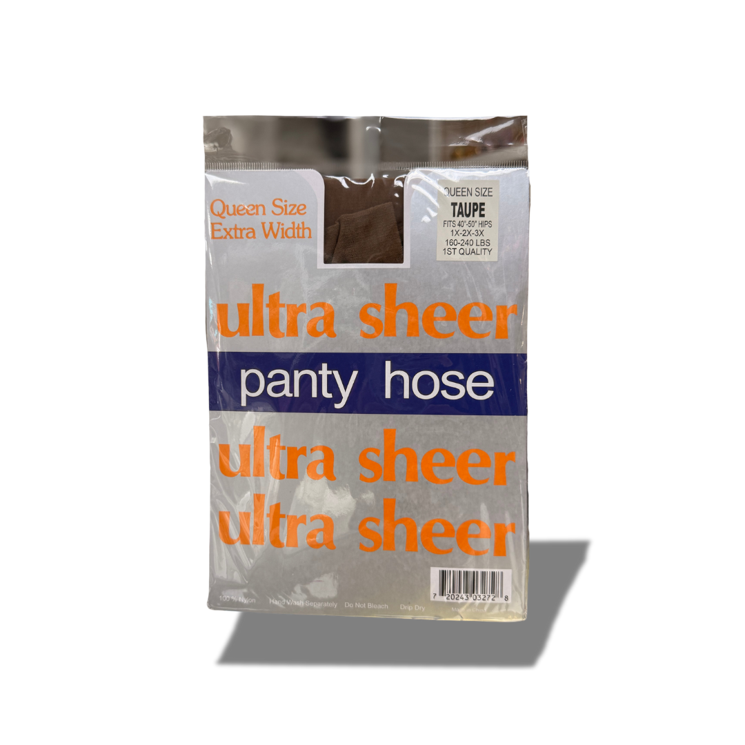 ULTRA SHEER PANTY HOSE QUEEN SIZE EXTRA WIDTH TAUPE