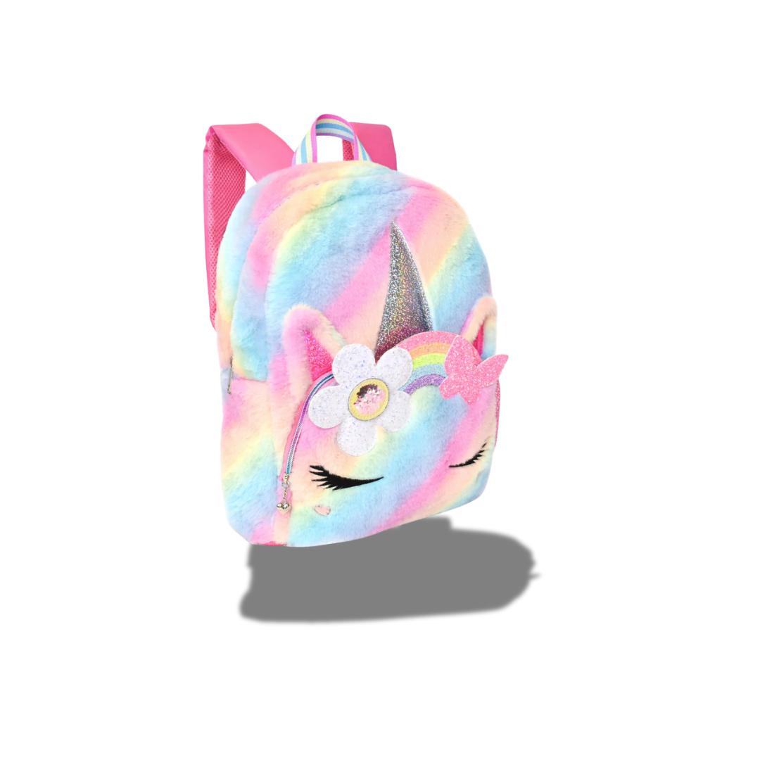 MISS GWENS RAINBOW BUTTERFLY OMG FAUX FUR KIDS BACKPACK BAG
