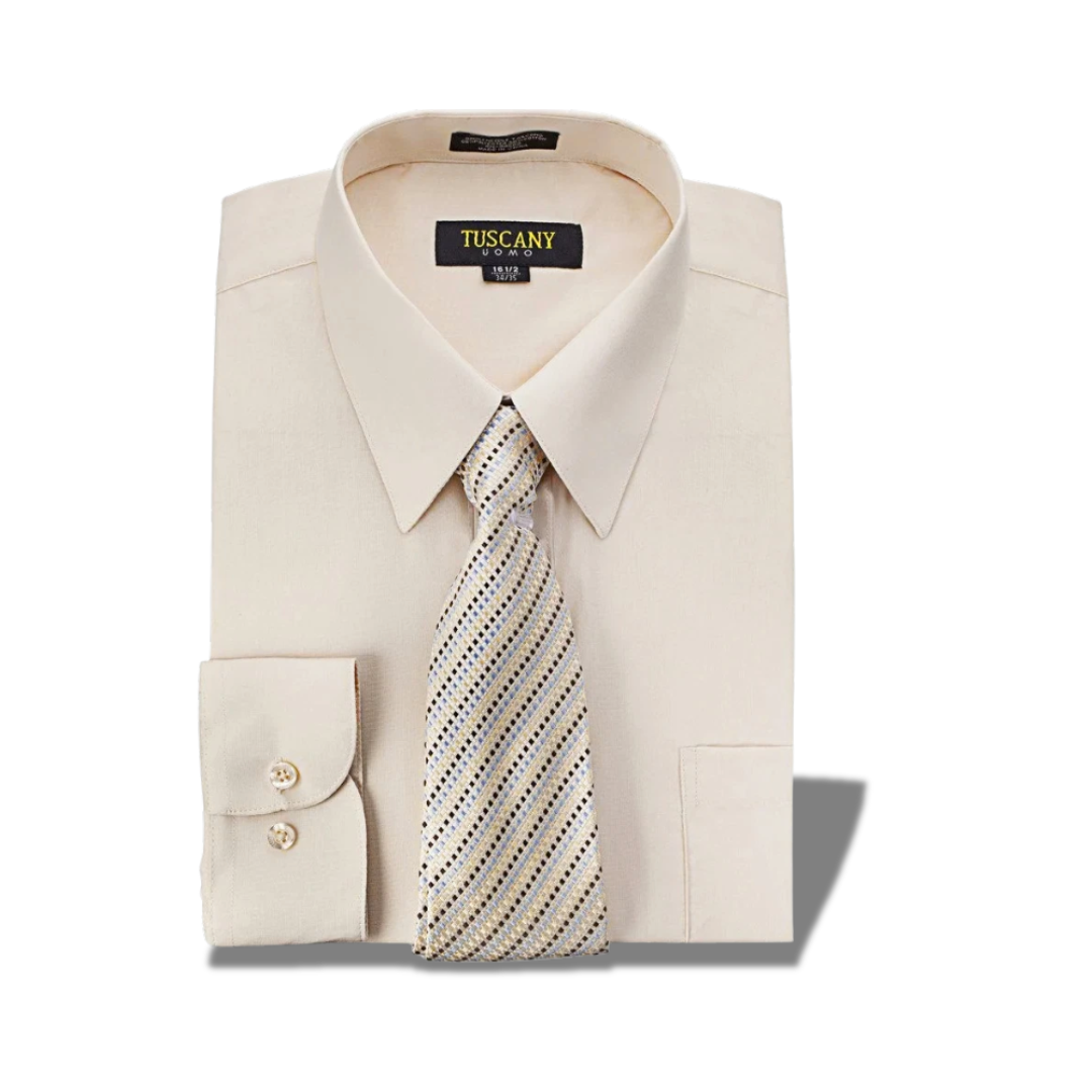 TUSCANY UOMO NUDE MEN'S DRESS WITH TIE LONGSLEEVE