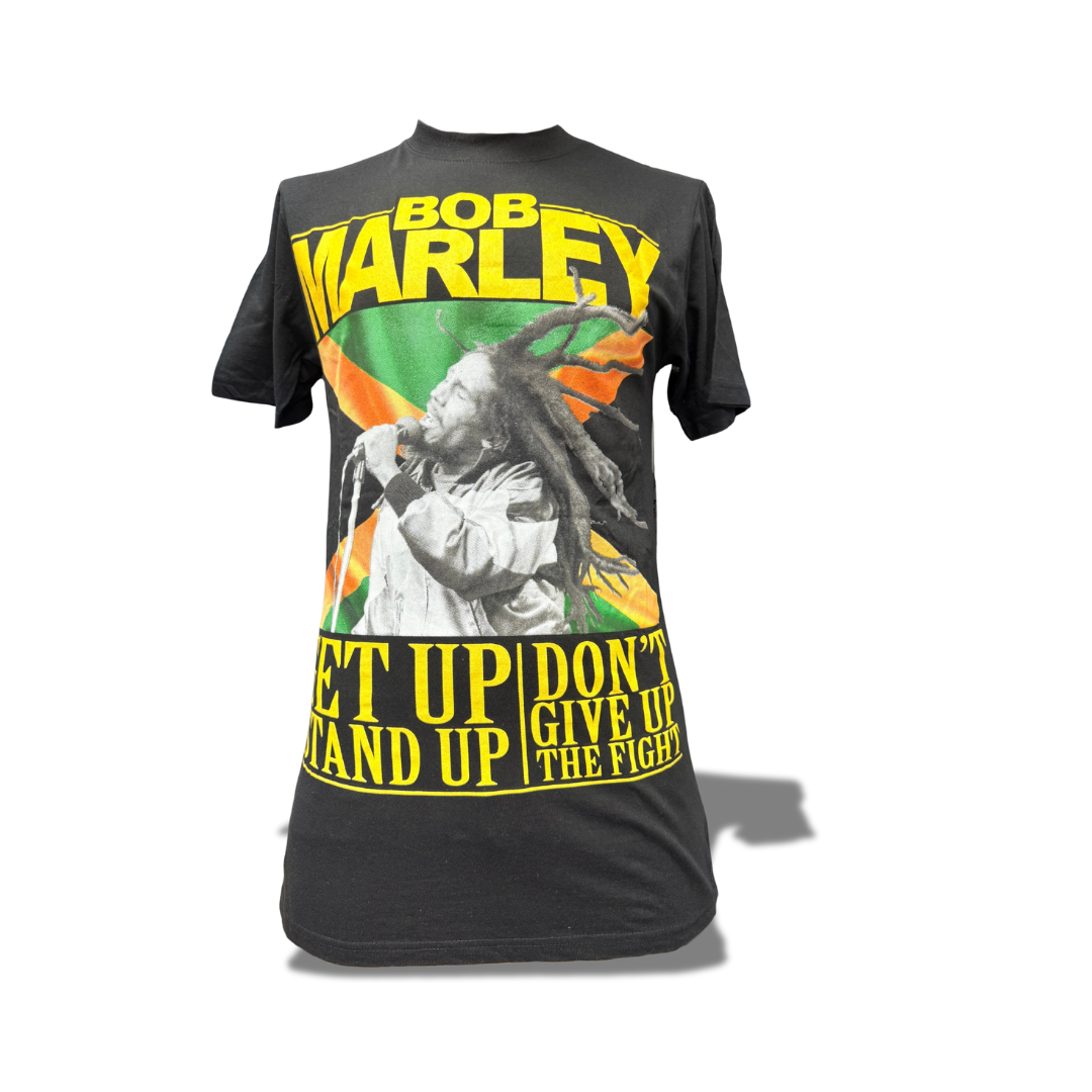 BOB MARLEY GET UP STAND UP DON'T GIVE UP BLACK T SHIRT