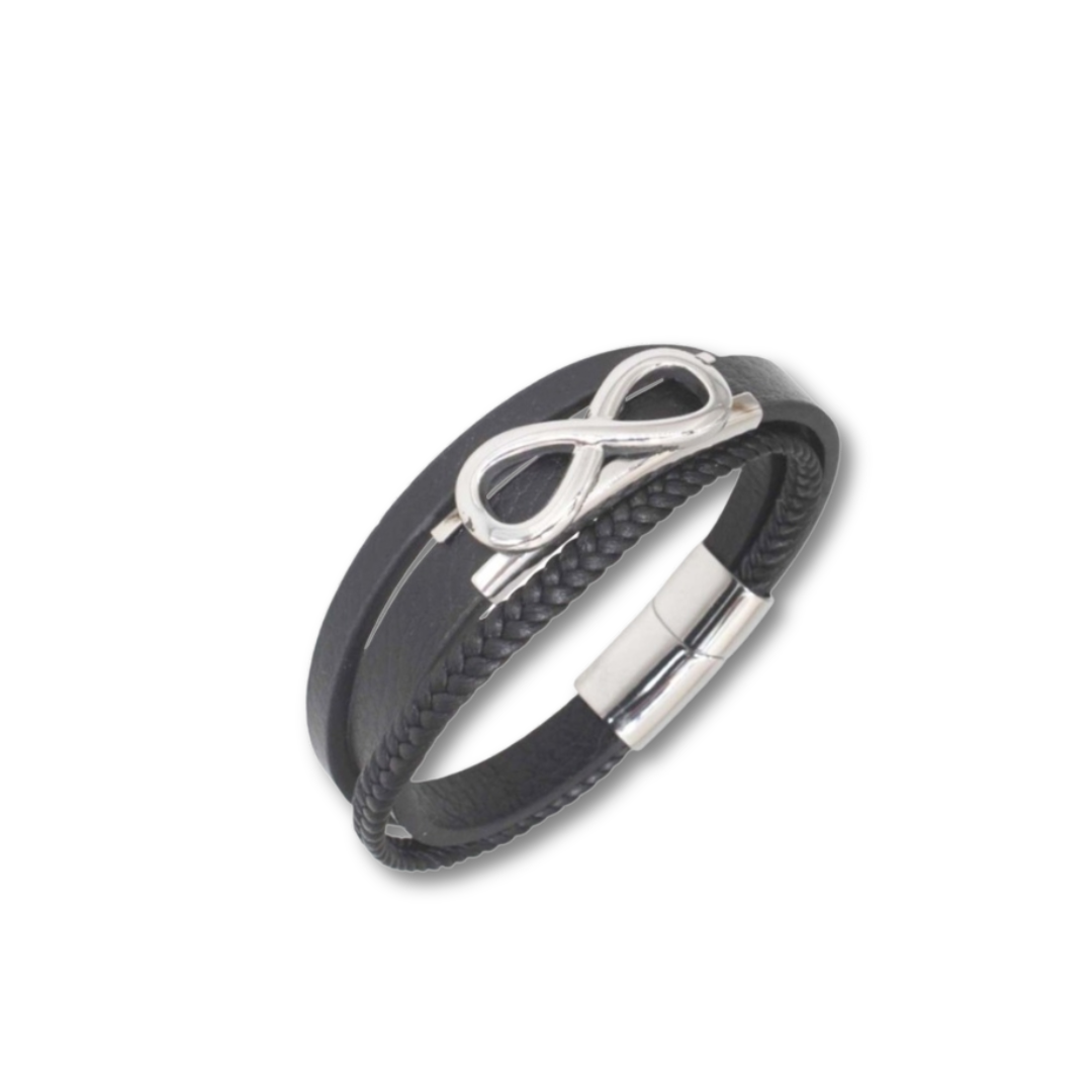 INFINITY LEATHER SILVER BRACELET INF2270