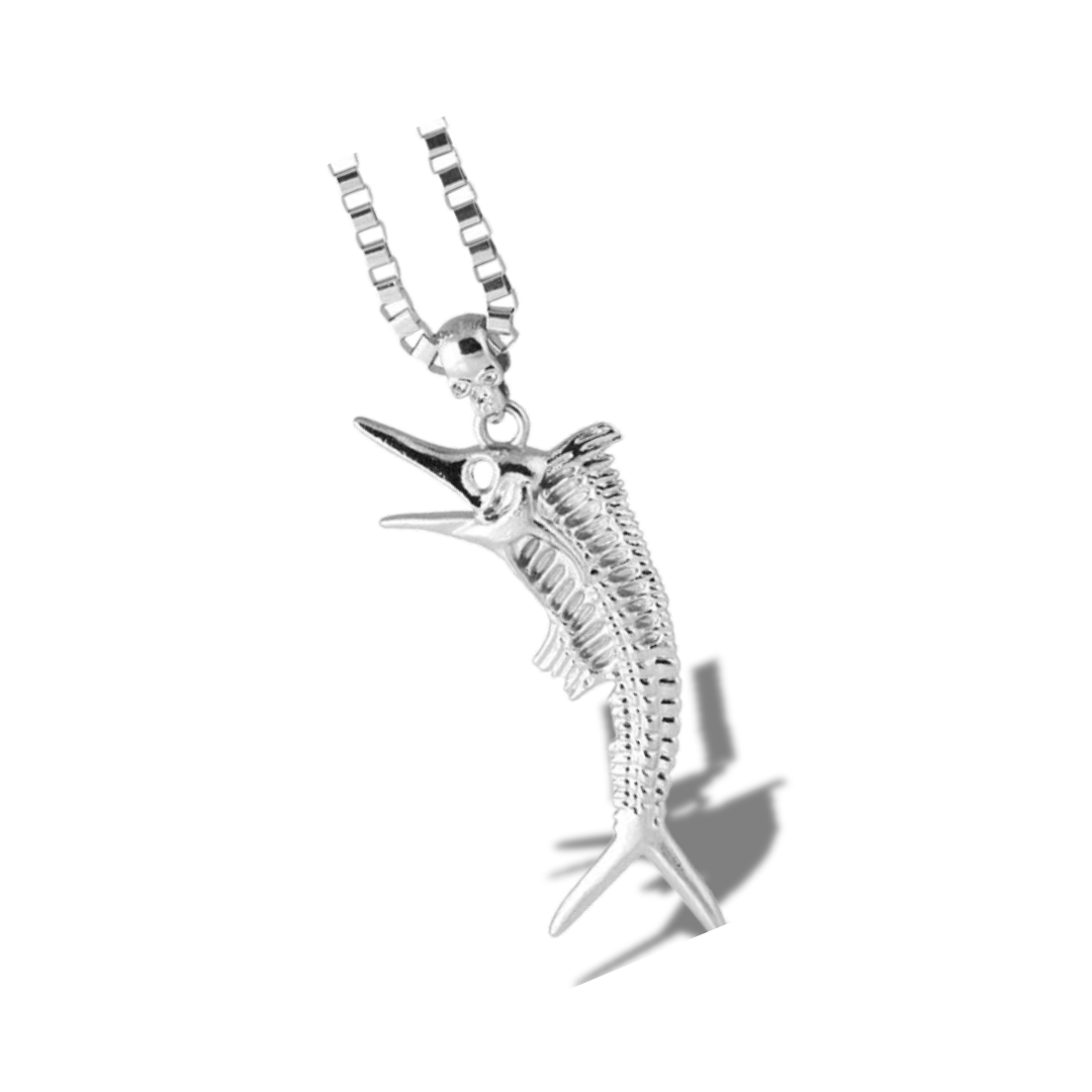 GOSTEEL SILVER STAINLESS STEEL SPEARFISH BONE PENDANT