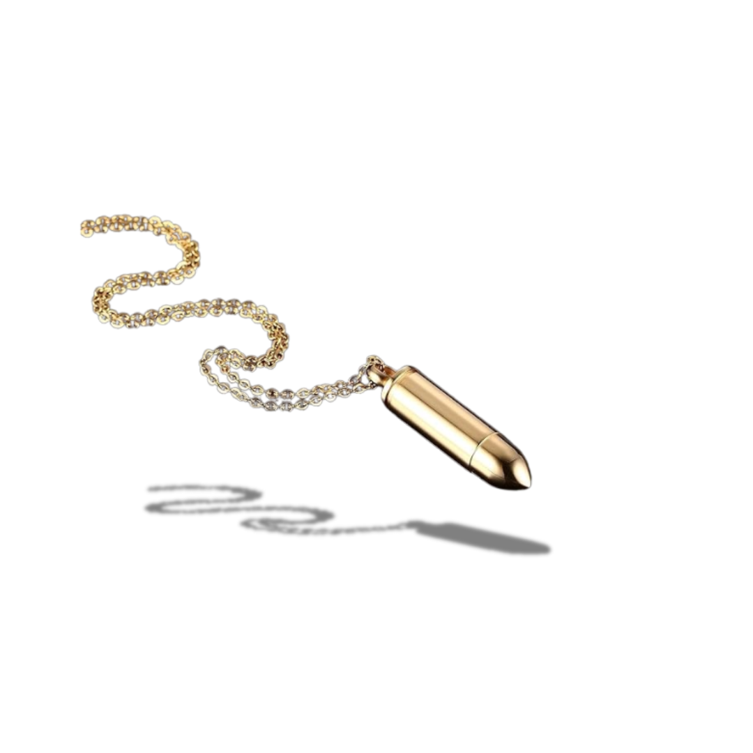 STAINLESS STEEL PENDANT NECKLACE BULLET SHAPE