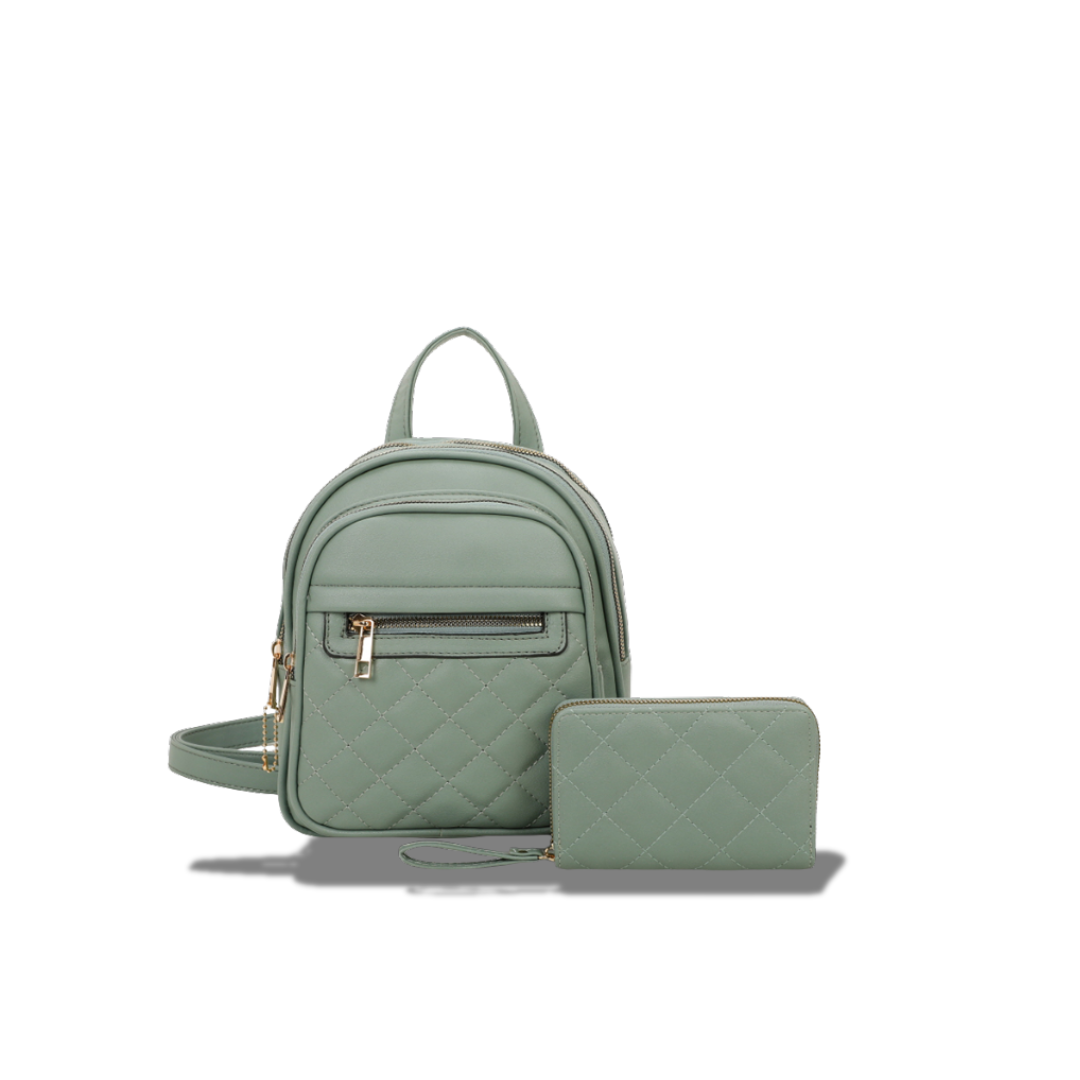 FASHION QUILTED 2 IN 1 BACKPACK TURQUOISE