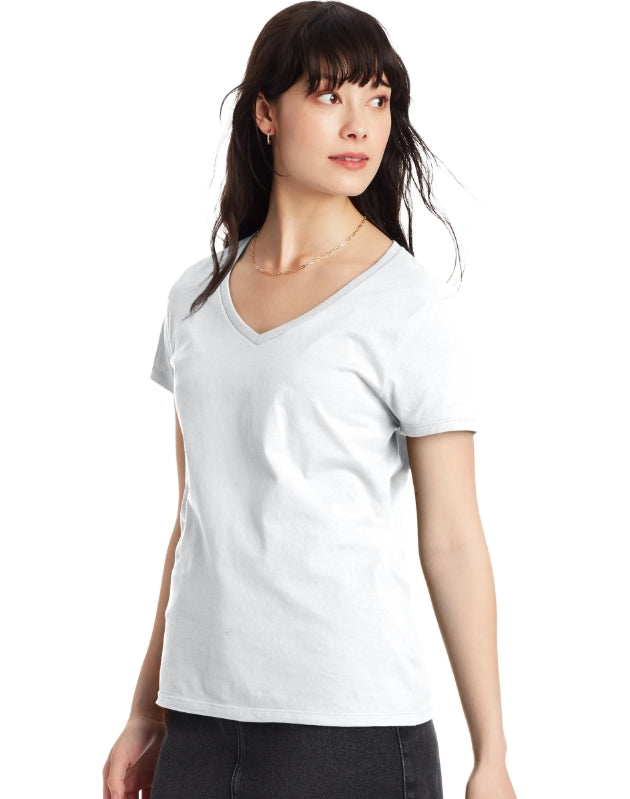 HANES WOMEN V-NECK COTTON T-SHIRT