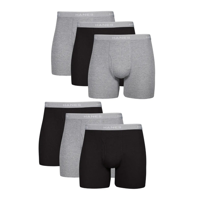 HANES COMFORT FLEX MEN'S COTTON BOXER BRIEF UNDERWEAR MOISTURE-WICKING 6-PACK