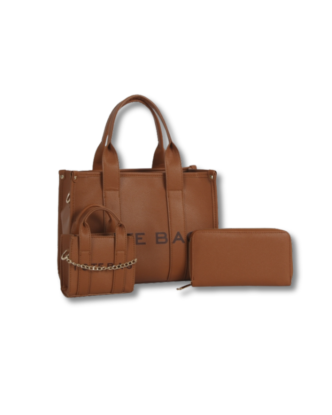 ERIN ANNIE TOTE BAG 3IN1 HANDLE BAG SET BROWN