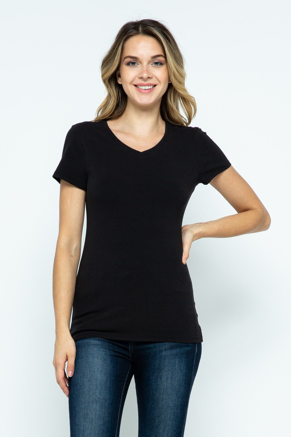 CIELO WOMEN SHORTSLEEVE VNECK KNIT TSHIRT T1004