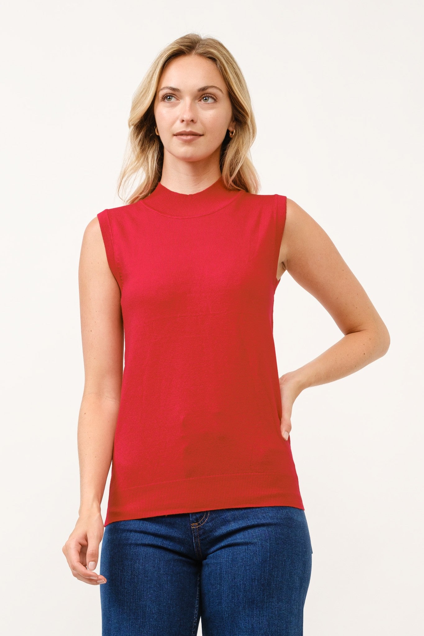 CIELO MOCK NECK SLEEVELESS SWEATER SW225-3