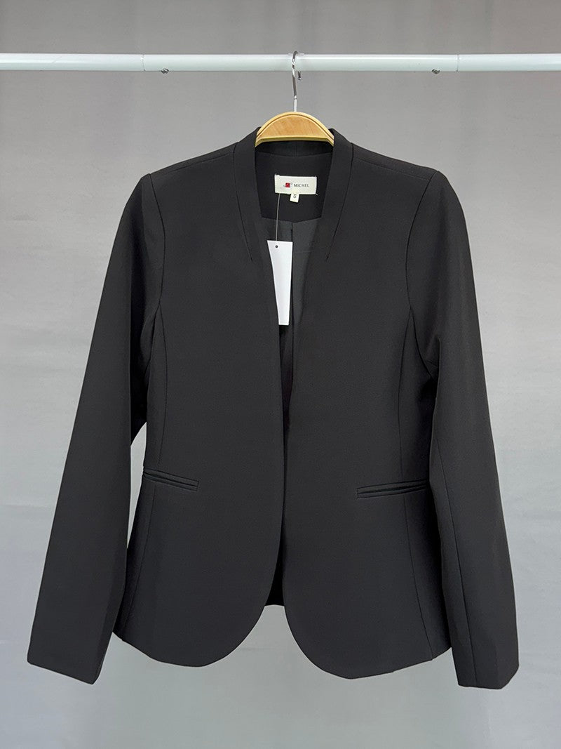 MICHEL SOLID COLLARLESS OPEN FRONT BLAZER 70788