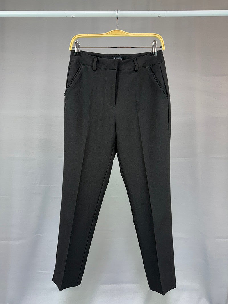 MICHEL SOLID CINCHED DETAIL POCKET PANTS P9144