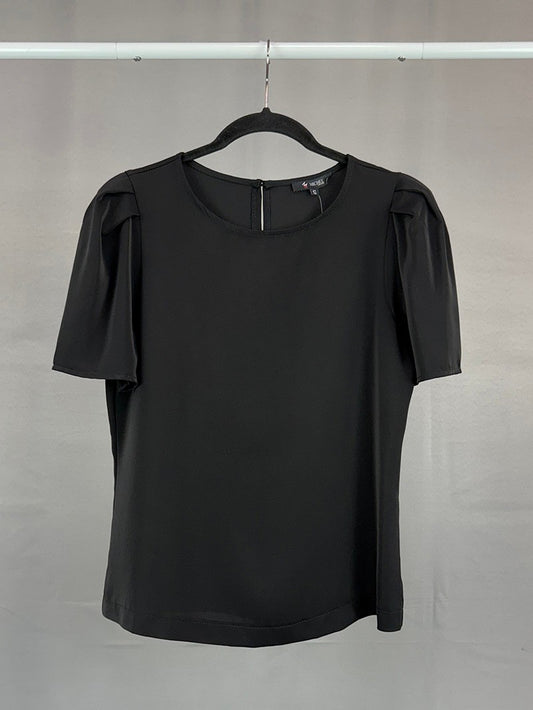 MICHEL SOLID ROUND NECK SHORT SLEEVE TOP 42995