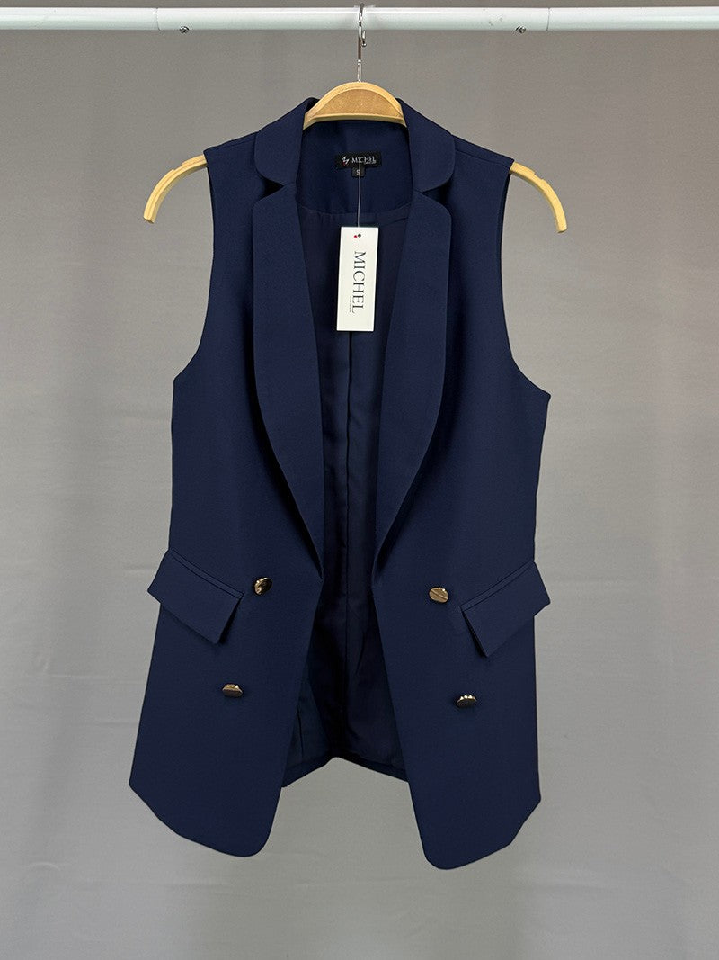 MICHEL DOUBLE BREASTED ROUND NOTCHED LAPEL VEST 70682