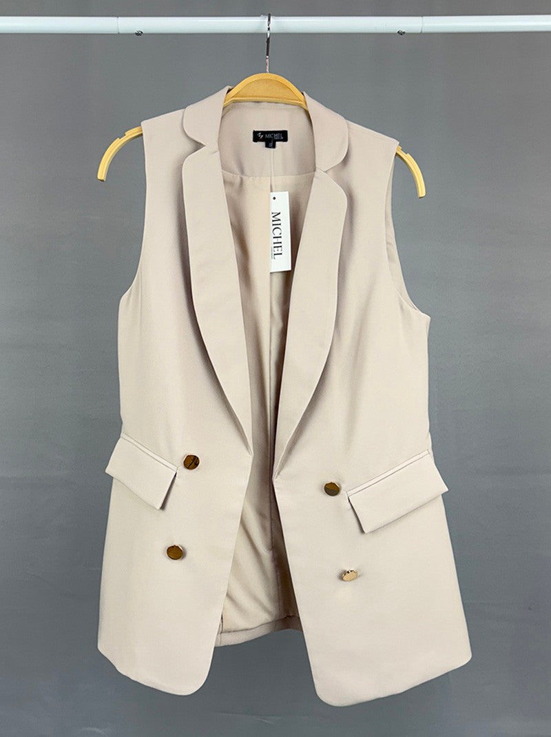 MICHEL DOUBLE BREASTED ROUND NOTCHED LAPEL VEST 70682