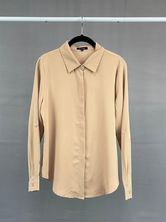 MICHEL SOLID SOFT LONG SLEEVE SHIRT BLOUSE 43068