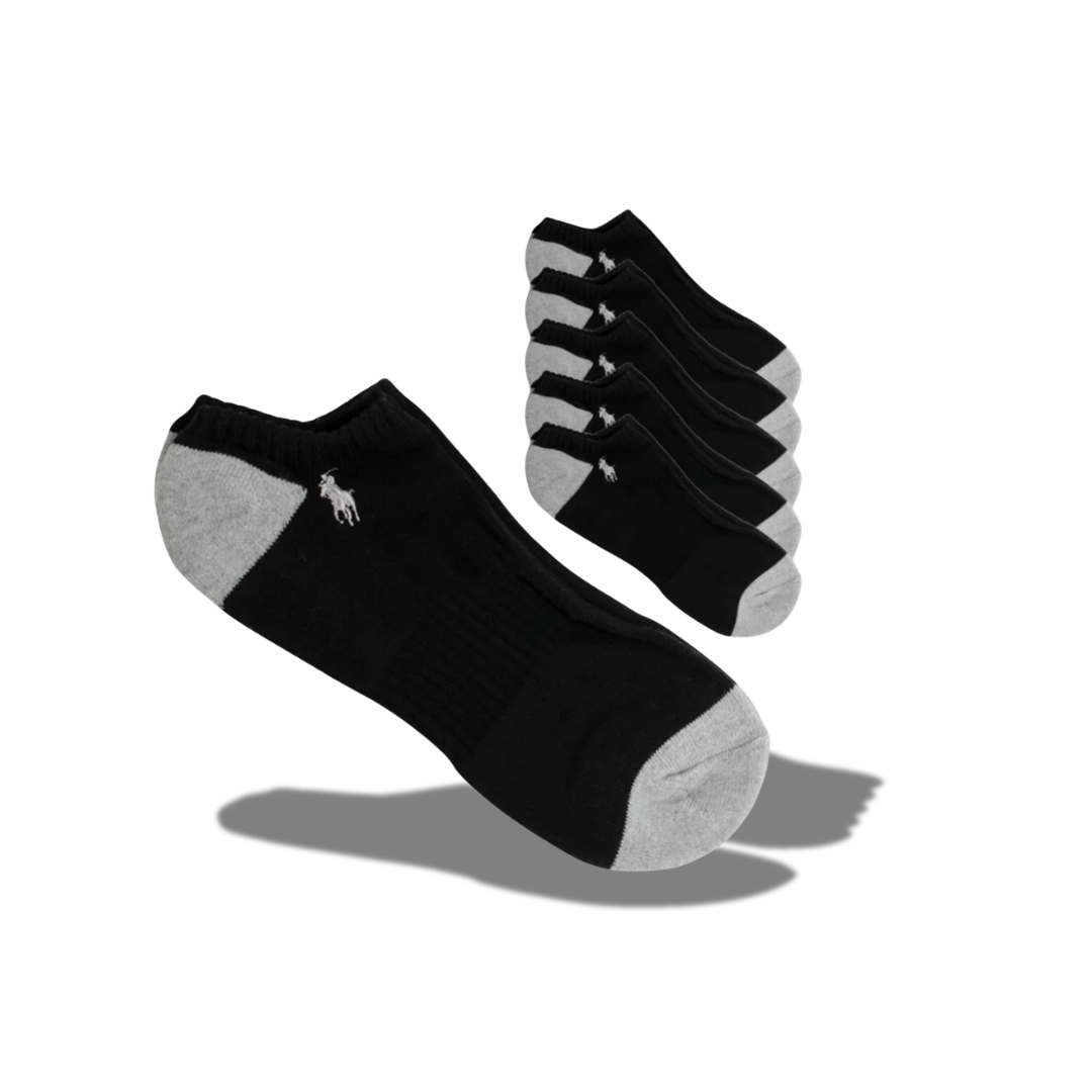 POLO RALPH LAUREN 6 PAIRCLASSIC COTTON SPORT BLACK SOCKS MENS STYLE