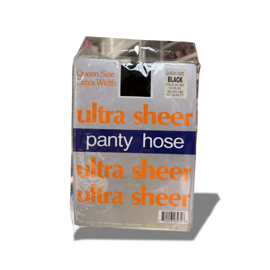 ULTRA SHEER PANTY HOSE QUEEN SIZE EXTRA WIDTH BLACK