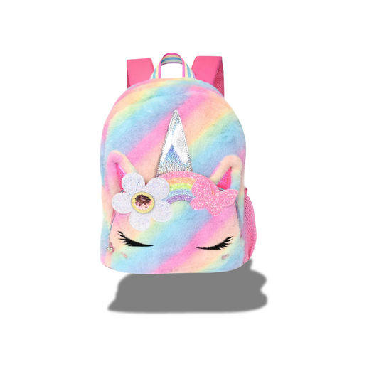 MISS GWENS RAINBOW BUTTERFLY OMG FAUX FUR KIDS BACKPACK BAG