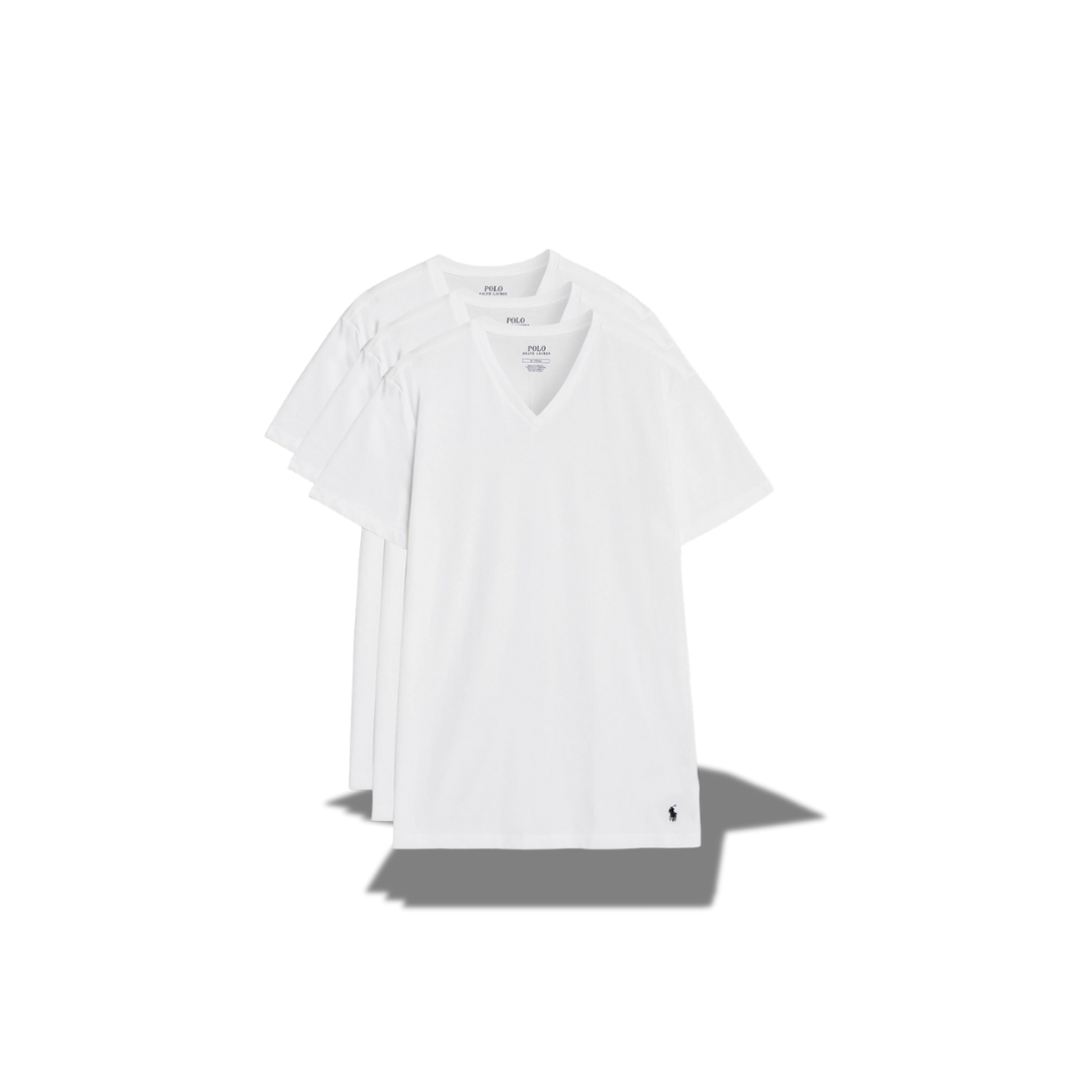 POLO RALPH LAUREN 3 COTTON V-NECK CLASSIC FIT WHITE