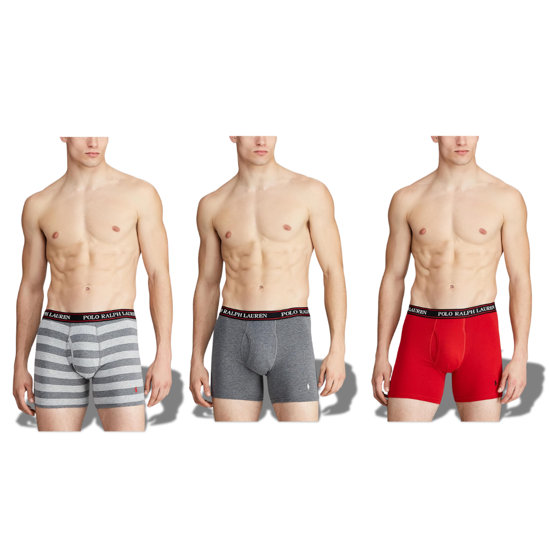 POLO RALPH LAUREN 3 STRETCH CLASSIC FIT BOXER BRIEFS MIXED COLORS
