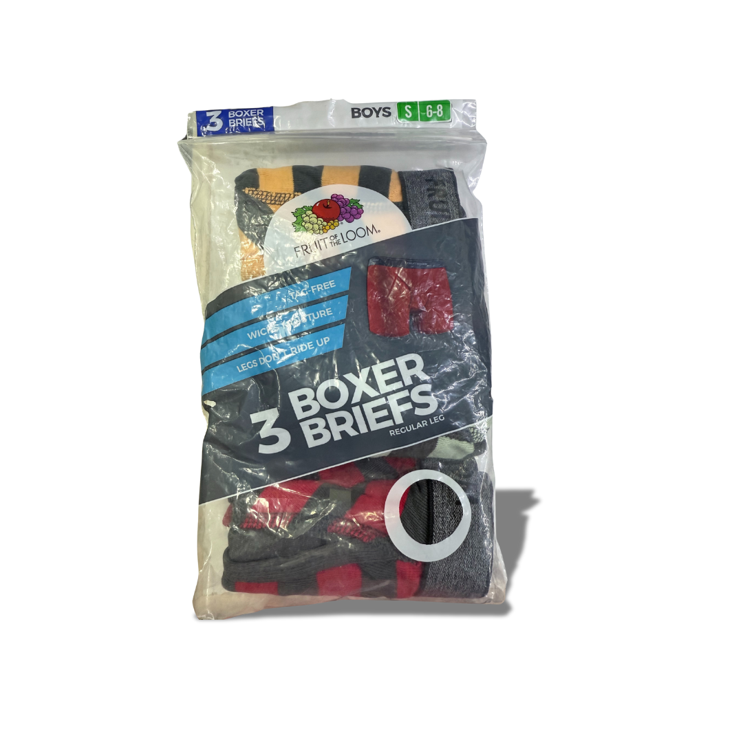 FRUIT OF THE BLOOM 3 BOXER BRIEFS BOYS KIDS 6-8