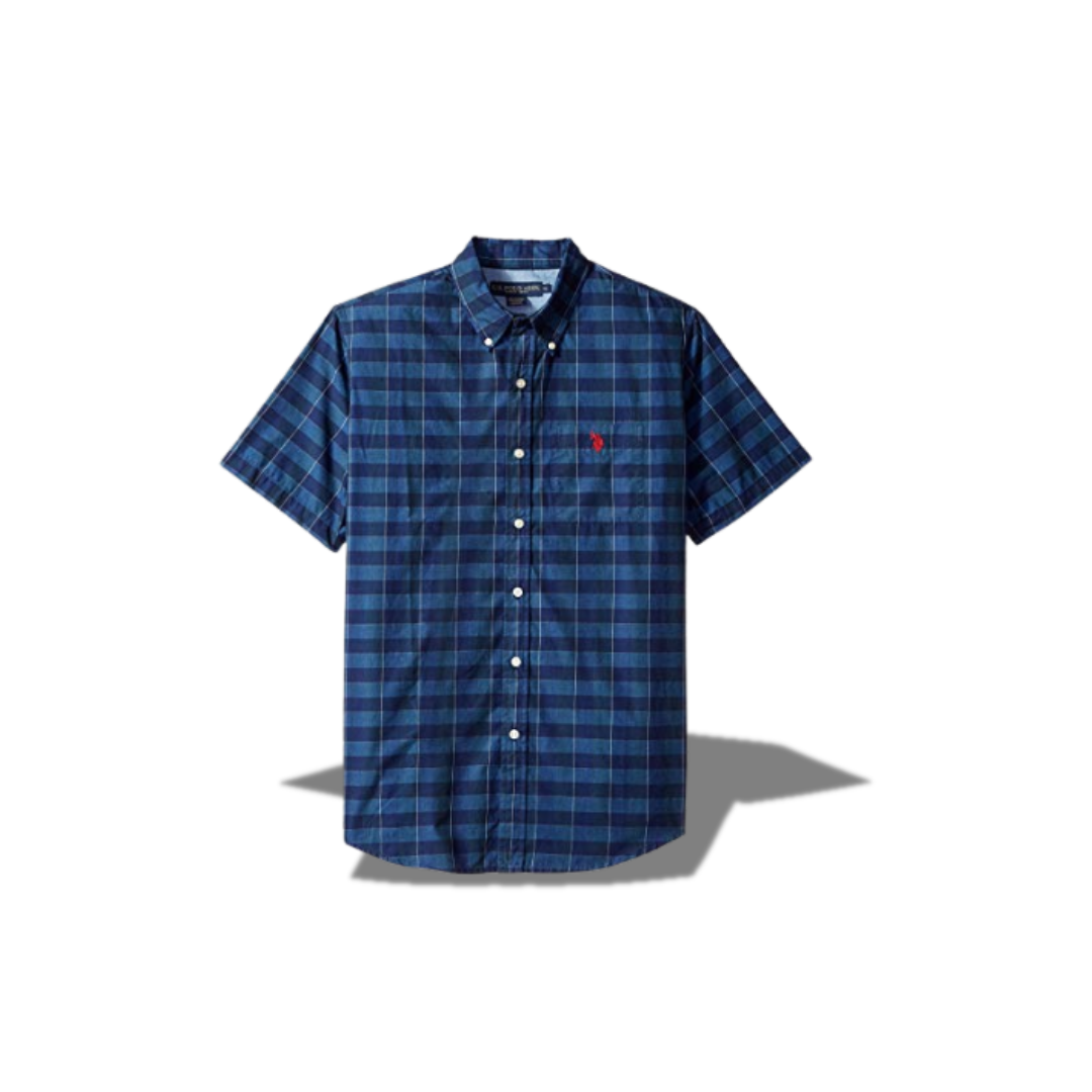 US POLO ASSN PLAID SHIRT DARK BLUE