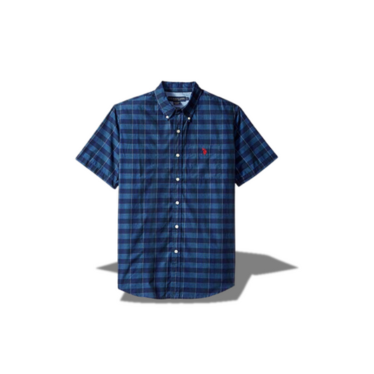 US POLO ASSN PLAID SHIRT DARK BLUE