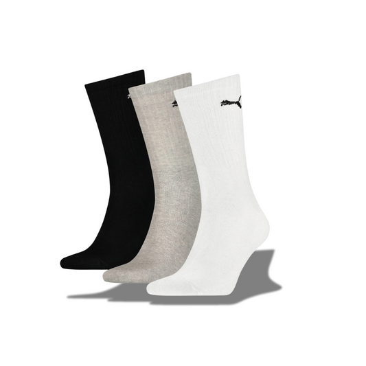 PUMA SPORT 3-PACK MEN'S HIGH COTTON SOCKS 43/46 WHITE-GREY-BLACK ONE SIZE