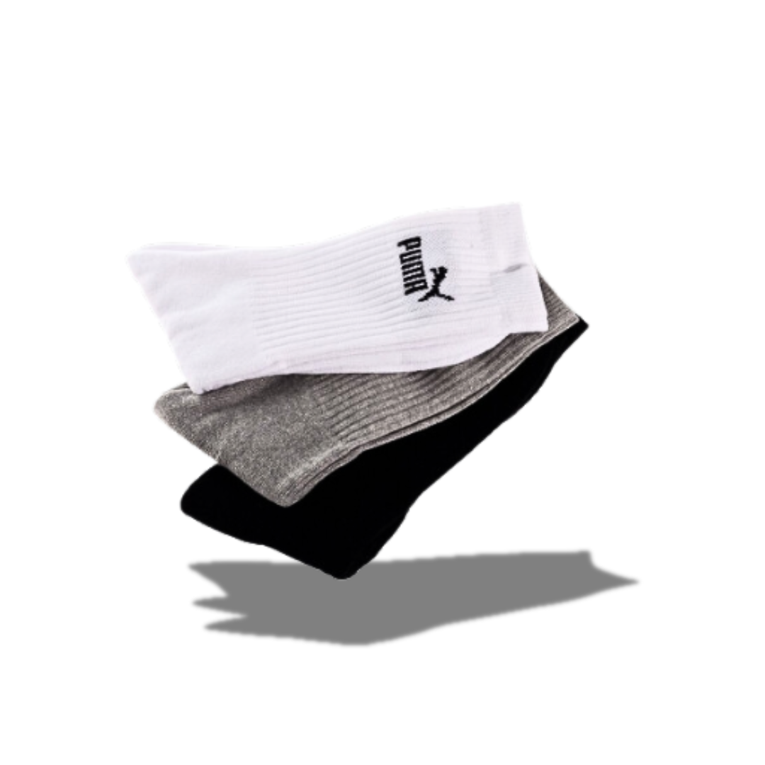 PUMA SPORT 3-PACK MEN'S HIGH COTTON SOCKS 43/46 WHITE-GREY-BLACK ONE SIZE