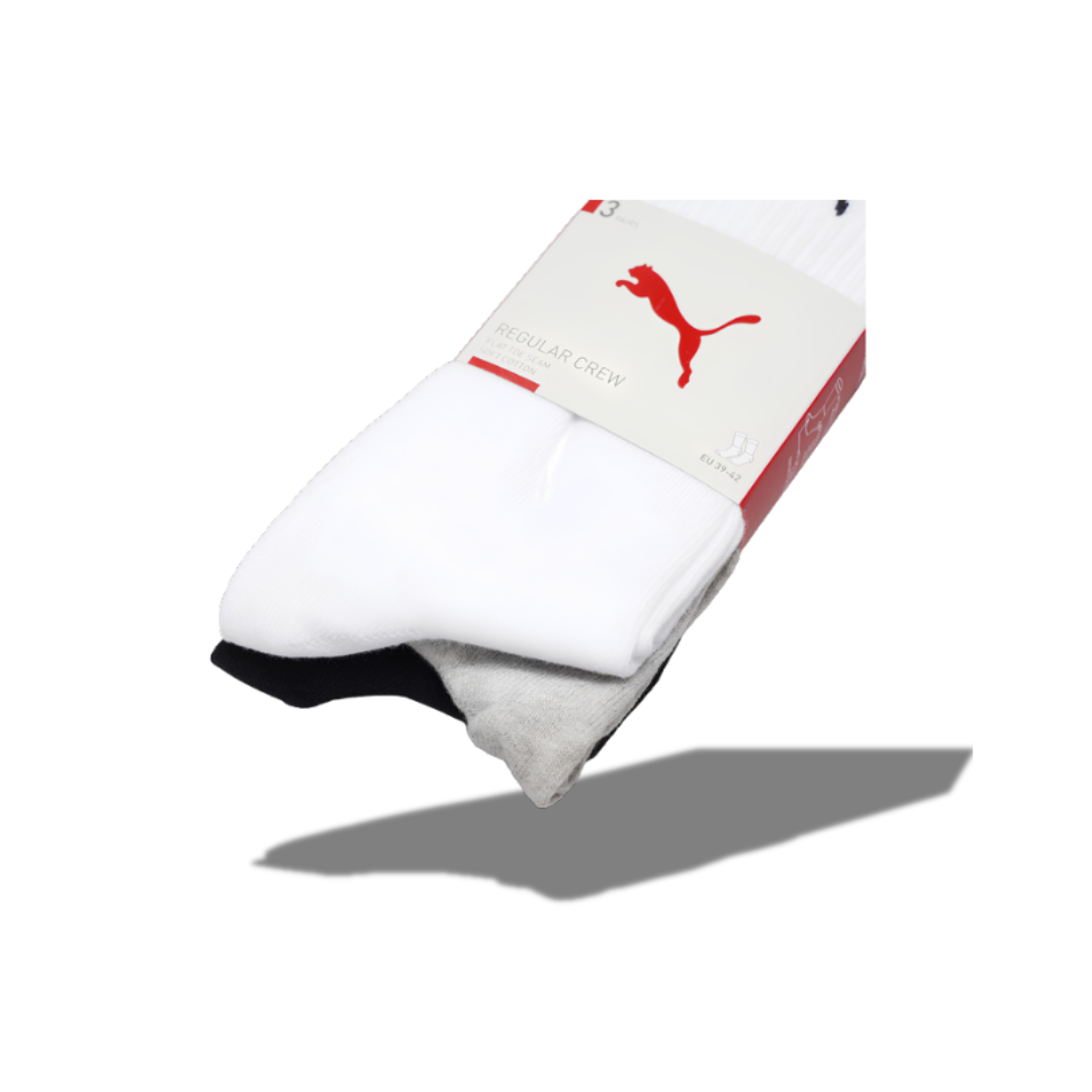 PUMA SPORT 3-PACK MEN'S HIGH COTTON SOCKS 43/46 WHITE-GREY-BLACK ONE SIZE