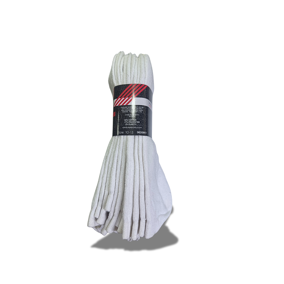 KOHANA 6 PAIRS MENS ATHLETIC SPORTS WHITE SOCKS SIZE 10-13