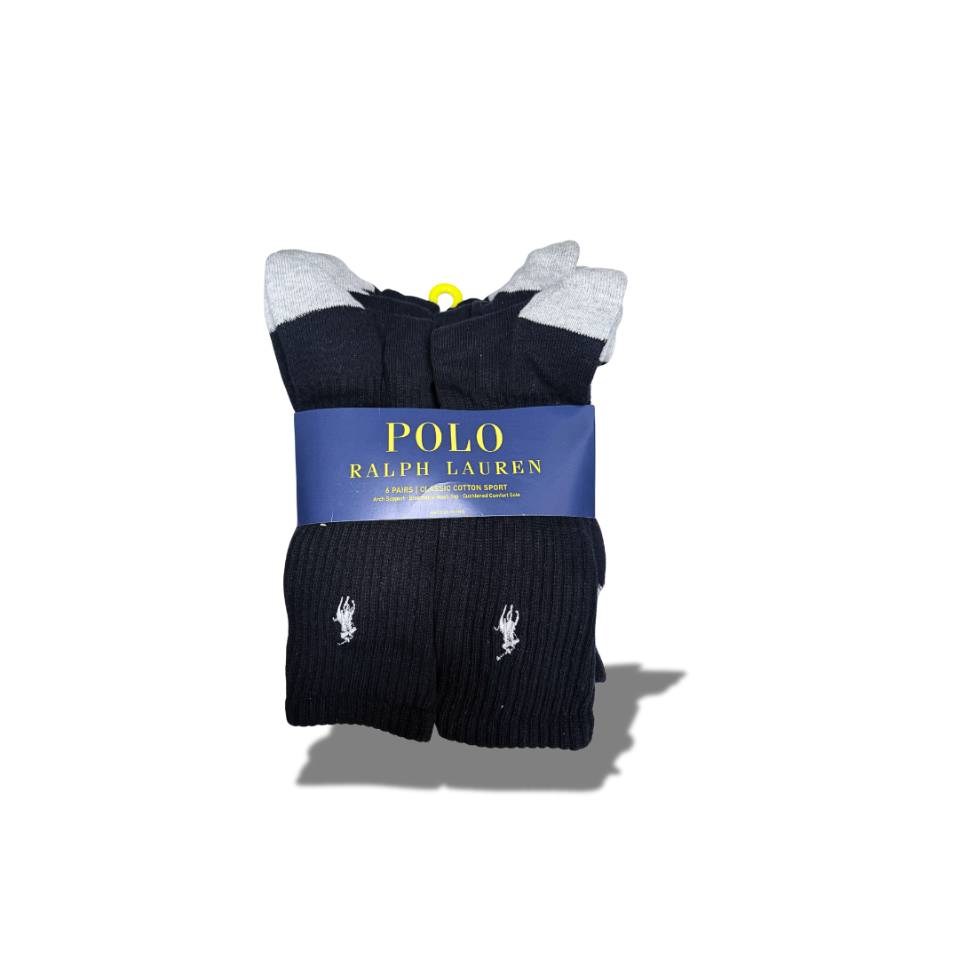 POLO RALPH LAUREN 6 PAIRS MEN'S CLASSIC COTTON SPORT LONG SOCKS