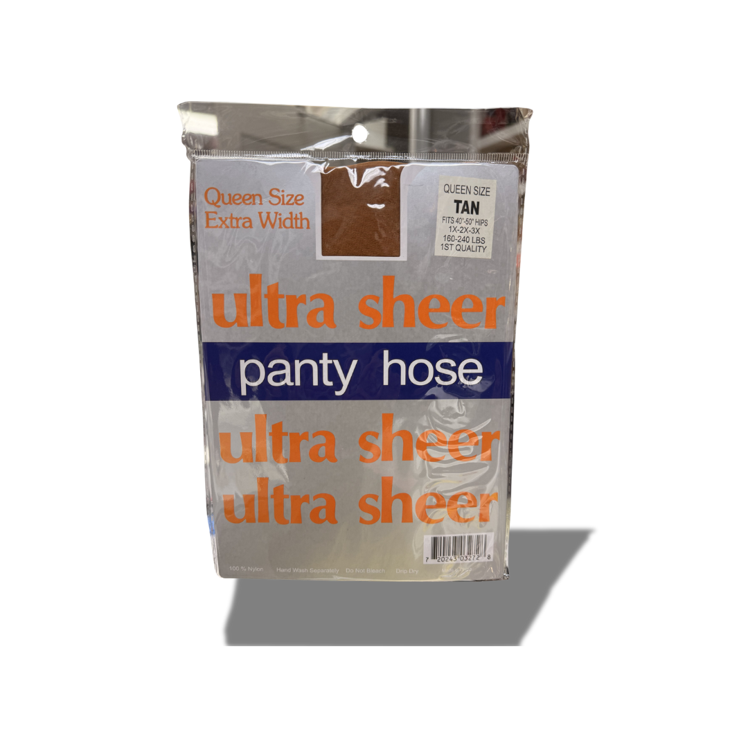 ULTRA SHEER PANTY HOSE QUEEN SIZE EXTRA WIDTH TAN