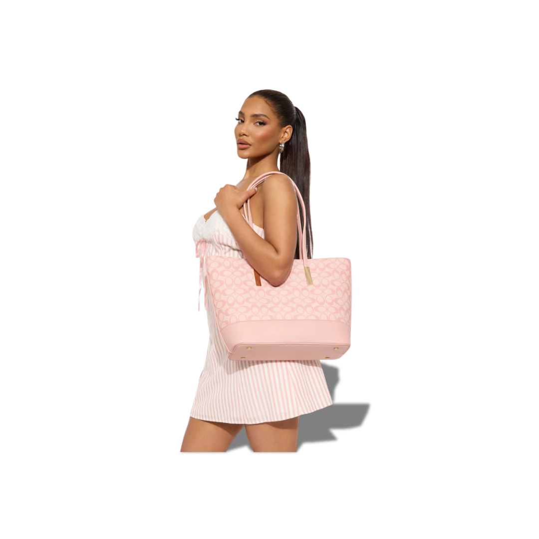 CLASSIC FASHION BAG DP-8557S PINK EMBOSSED TOTE BAG