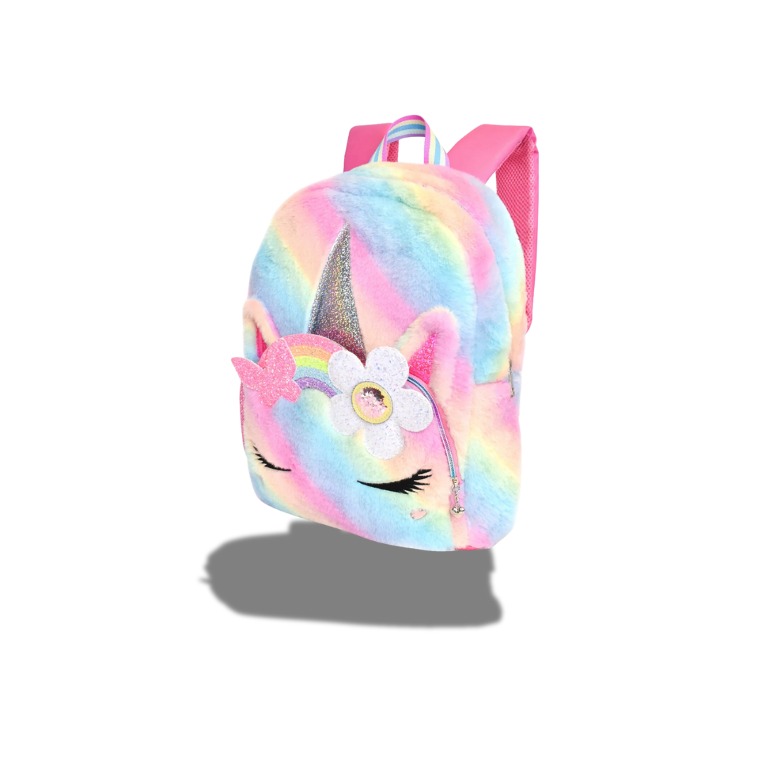 MISS GWENS RAINBOW BUTTERFLY OMG FAUX FUR KIDS BACKPACK BAG