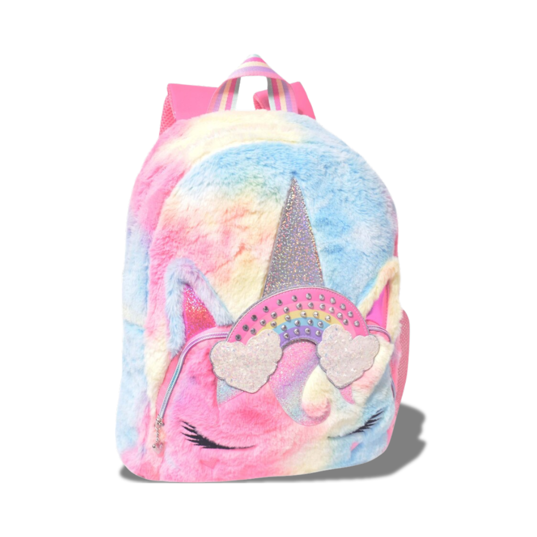 MISS GWENS TWO HEART OMG FAUX FUR KIDS BACKPACK BAG