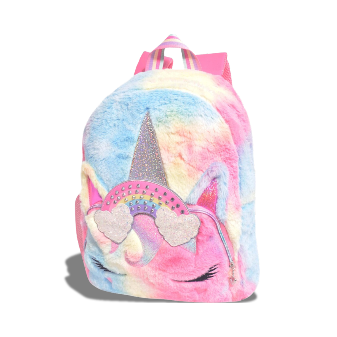 MISS GWENS TWO HEART OMG FAUX FUR KIDS BACKPACK BAG