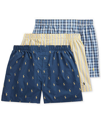 POLO RALPH LAUREN CLASSIC FIT WOVEN BOXERS 3-PACK