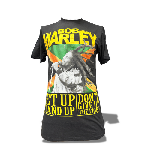 BOB MARLEY GET UP STAND UP DON'T GIVE UP BLACK T SHIRT