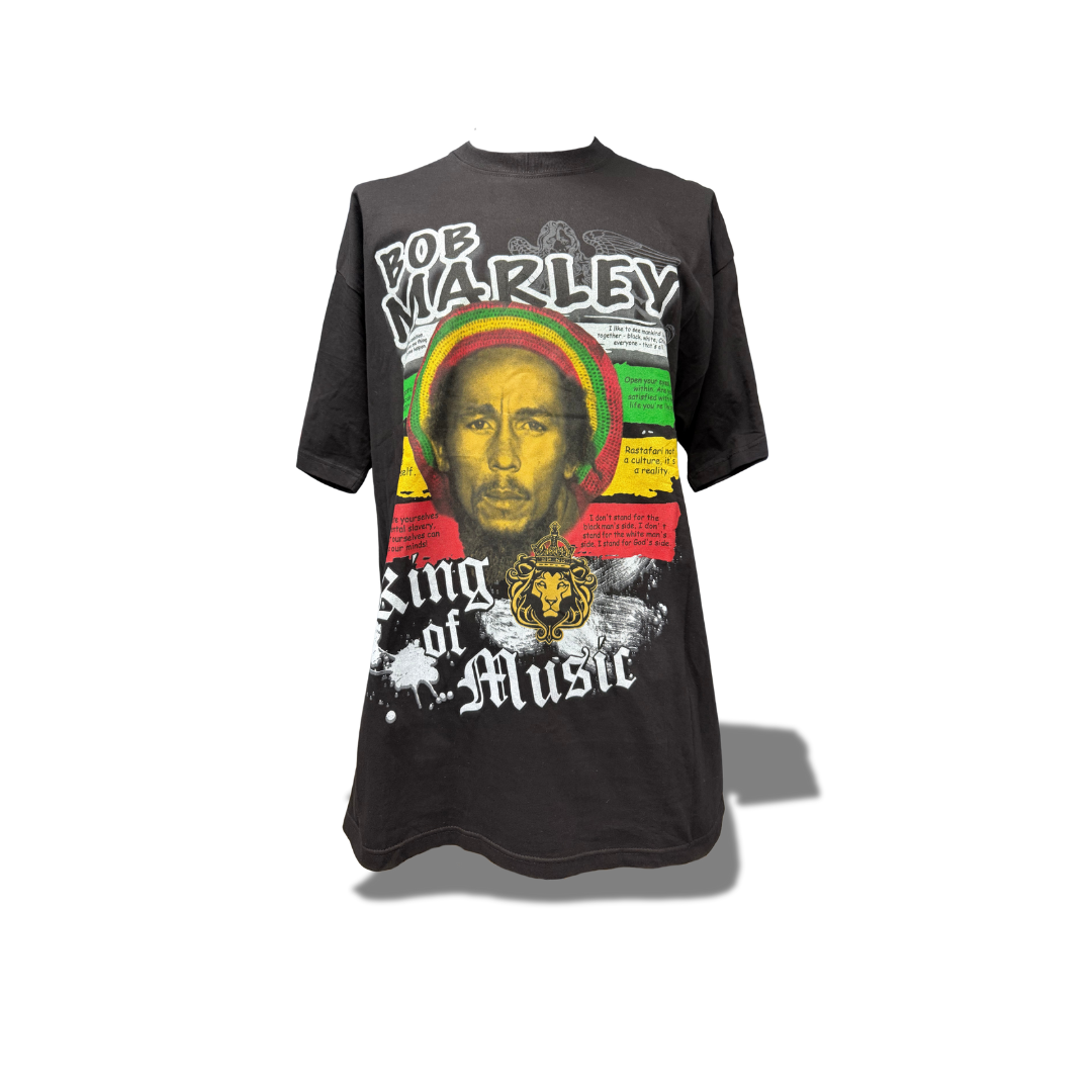 PHAT DOC BOB MARLEY KING OF MUSIC BLACK MENS T SHIRT