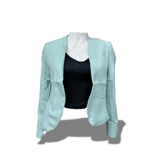 MICHEL 70911 SAGE SOLID COLLARLESS LS OPEN FRONT BLAZER