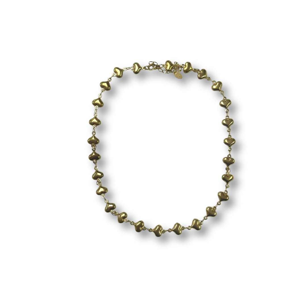 GOSTEEL GOLD STAINLESS STEEL HEART CHAIN E85B