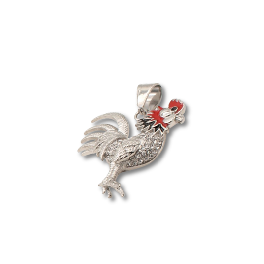SILVER ROOSTER RED PENDANT 10D1200R