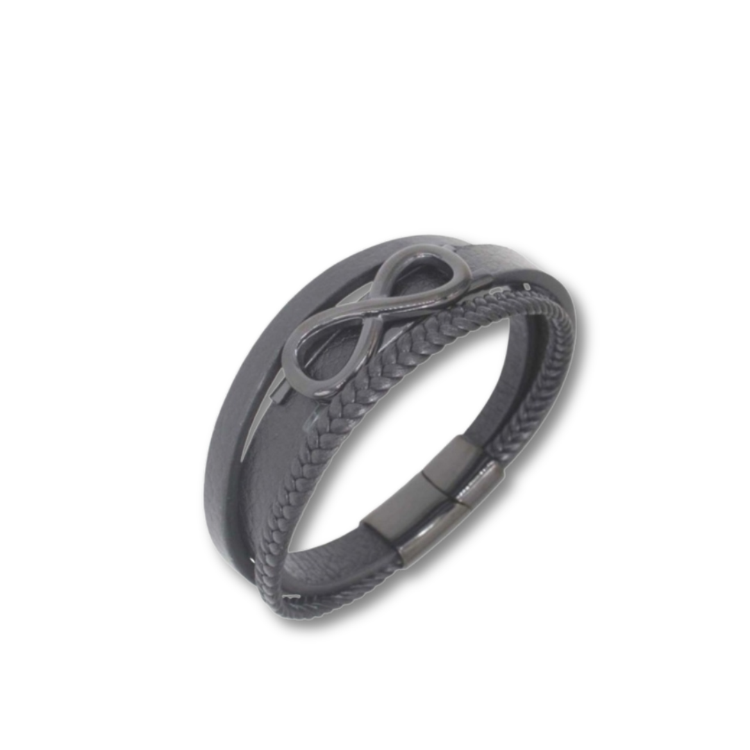 INFINITY LEATHER BLACK BRACELET INF2271