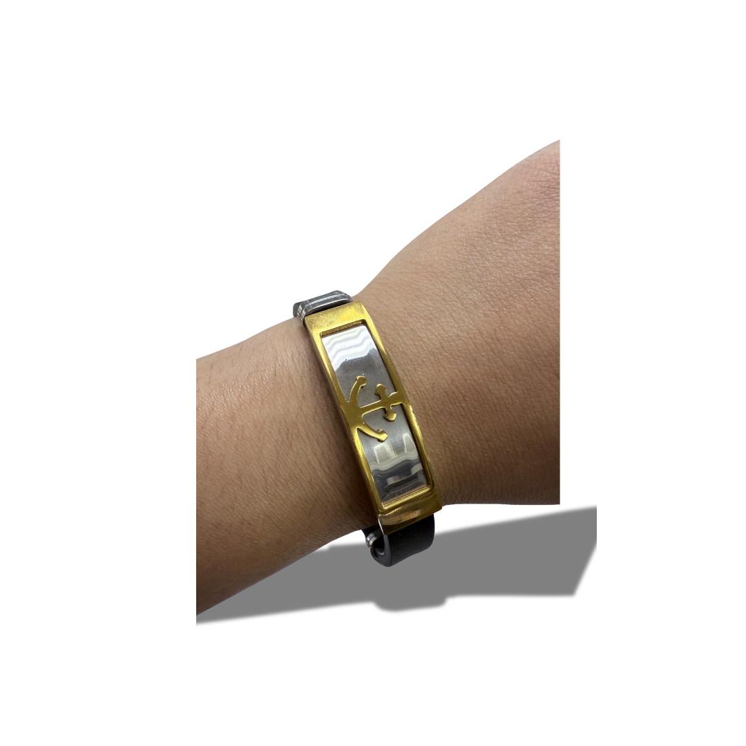 GOSTEEL BRACELET ANCHOR BLACK/GOLD