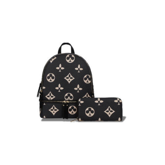 CLASSIC FASHION BLACK  2 IN 1 PRINT ZIPPER BACKPACK SY-7285W
