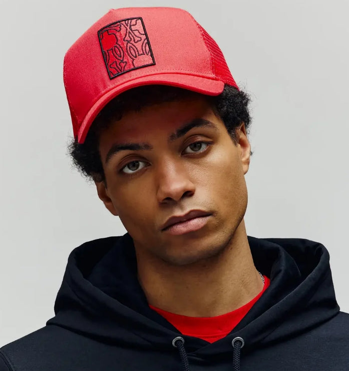 PSYCHO BUNNY GLENN TRUCKER CAP M01500004 RED